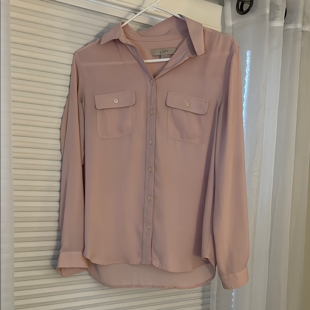LOFT Pink Collar Buttoned Blouse